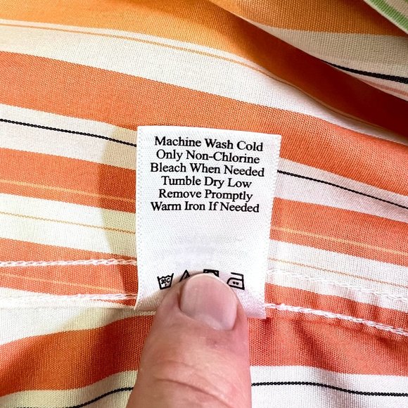 Coldwater Creek Women's Petite Sz XL Button-up Top Orange, Pink & Green Stripes - Picture 6 of 11